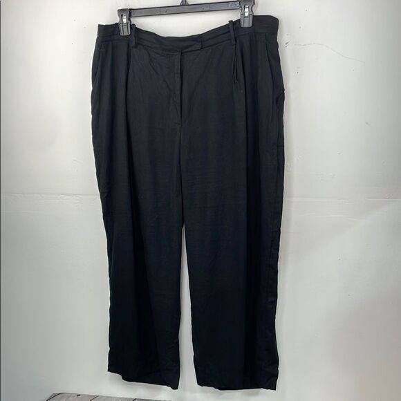 Curve Love A&F Sloane Tailored Linen-Blend Pants Black size 34/18 relaxed fit - Picture 1 of 12
